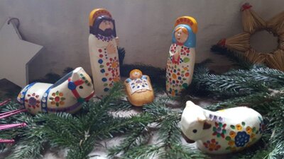 Krippenausstellung im Kreuzgang.